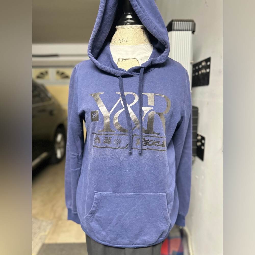 Young & Reckless Blue Hoodie with Metallic Front